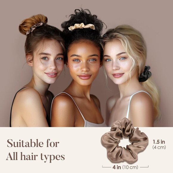 Silk Scrunchies Set of 3 Mulberry Silk No Damage Hair Ties for Women Girls main image 4
